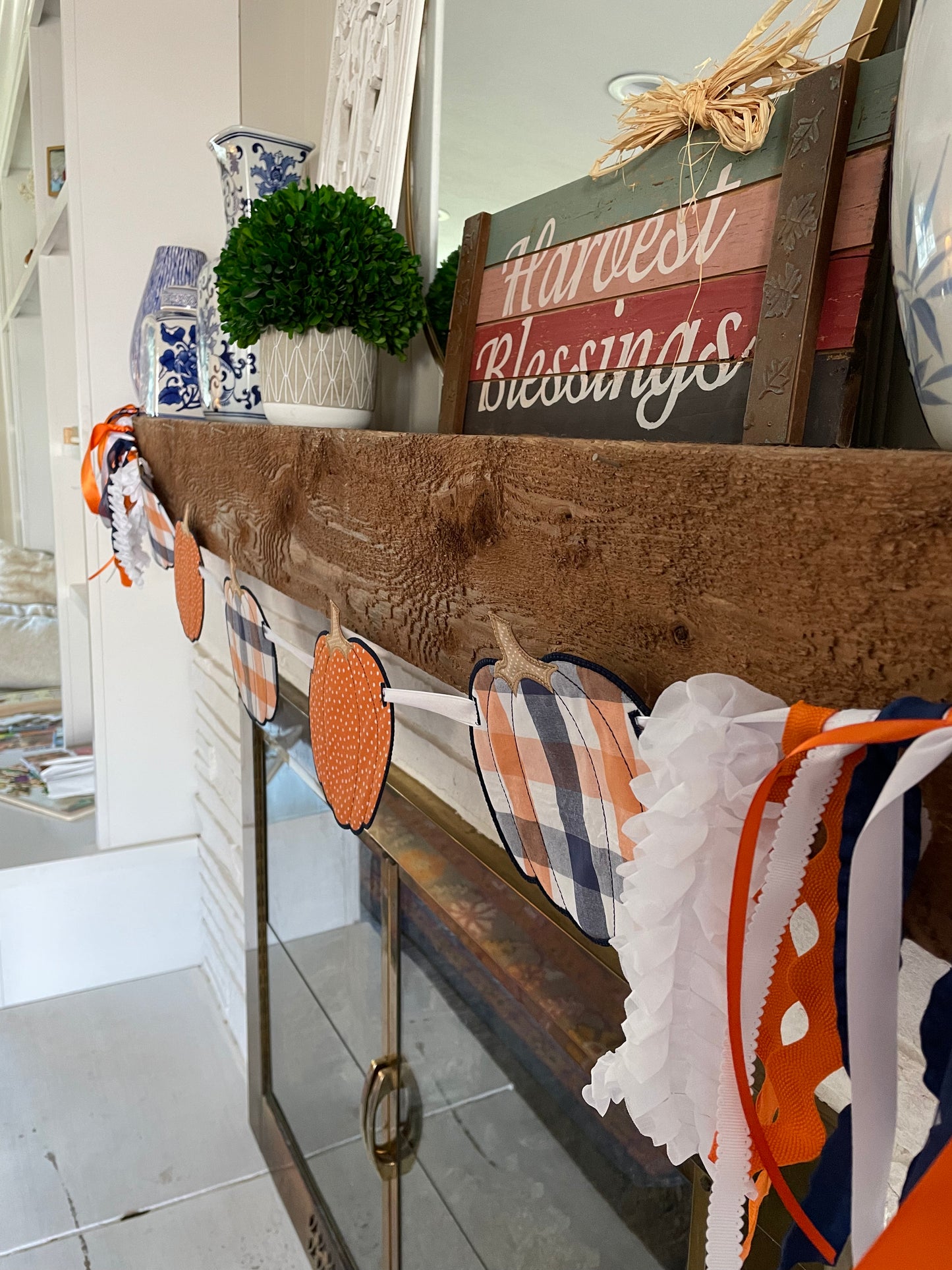 Navy and Orange Pumpkin Banner