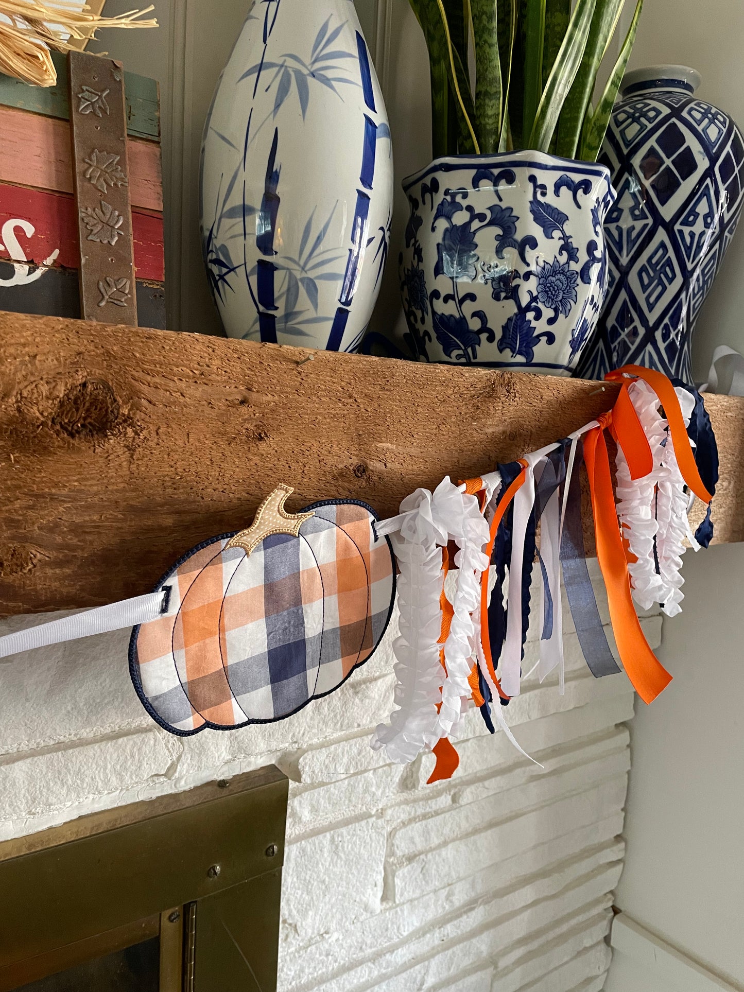 Navy and Orange Pumpkin Banner