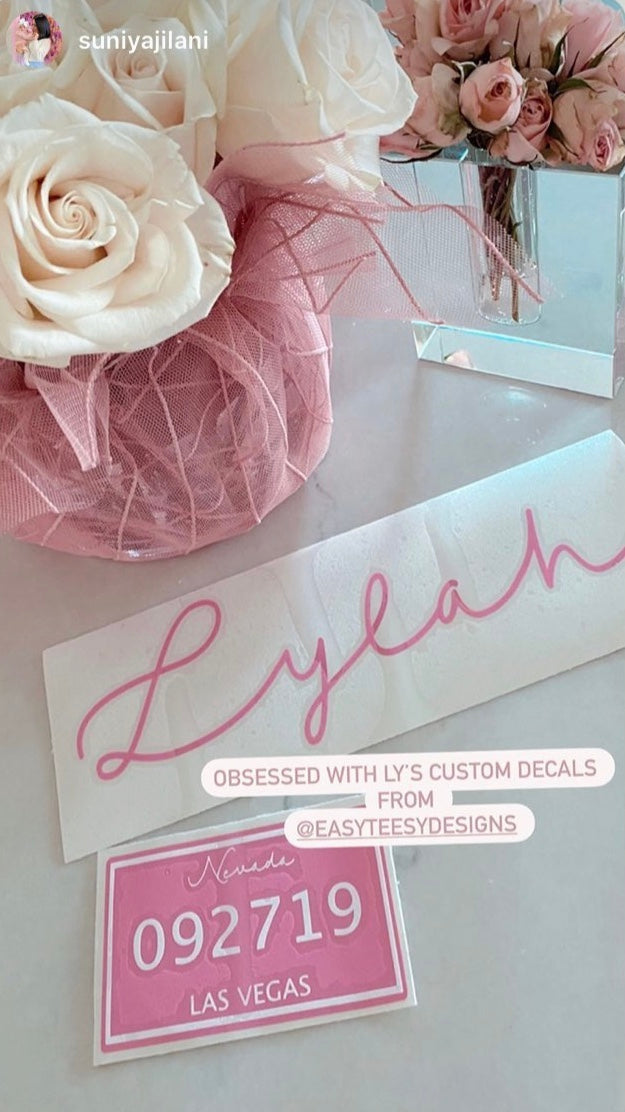 License Plate and XL Name Decal