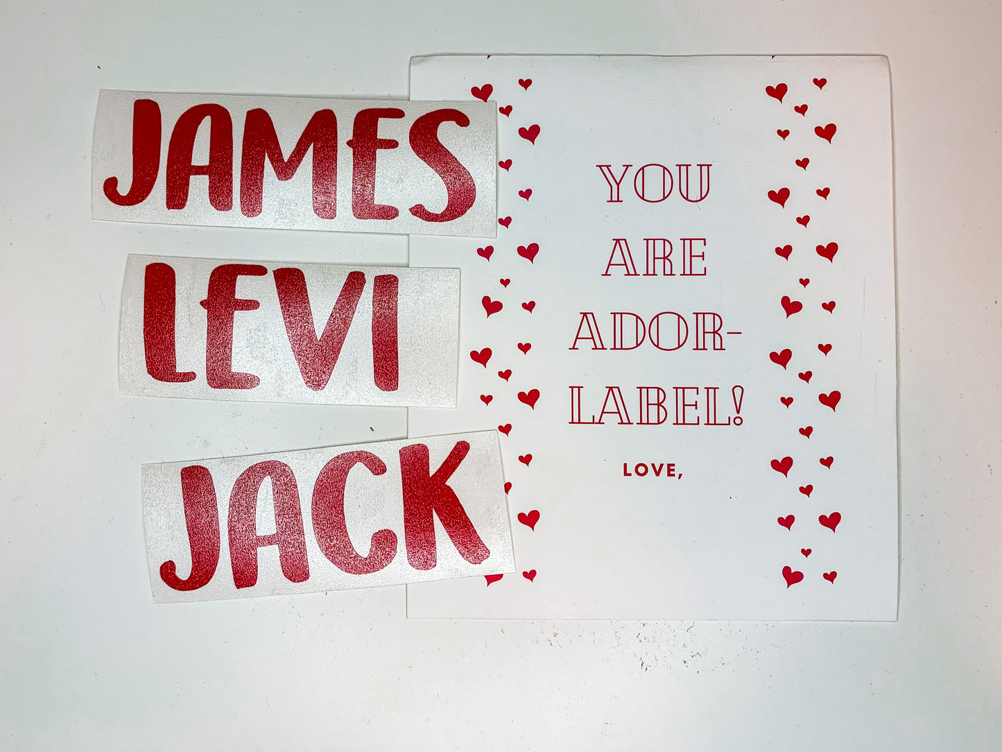 Class Valentines Name Labels
